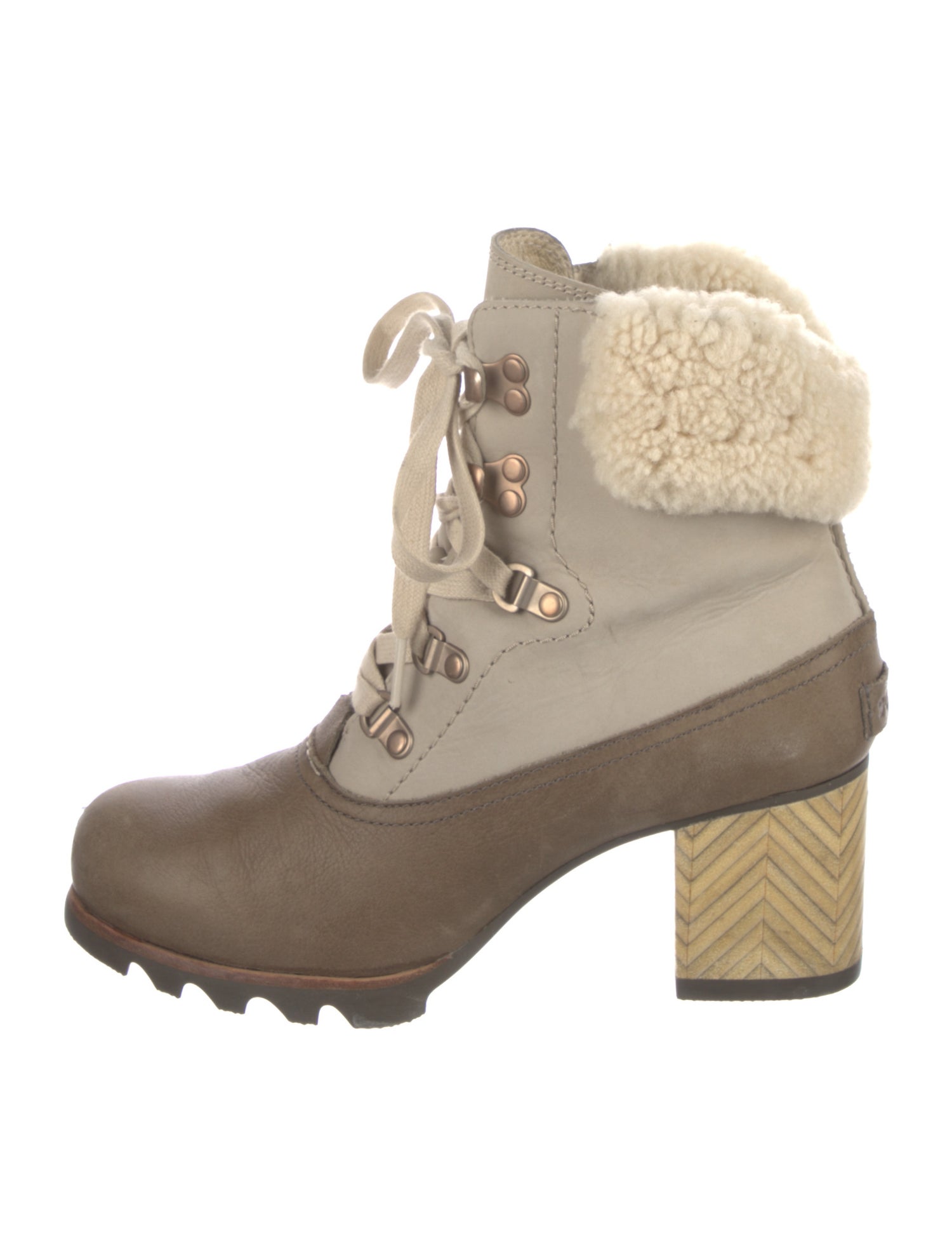 Sorel Leather Colorblock Pattern Lace-Up Boots