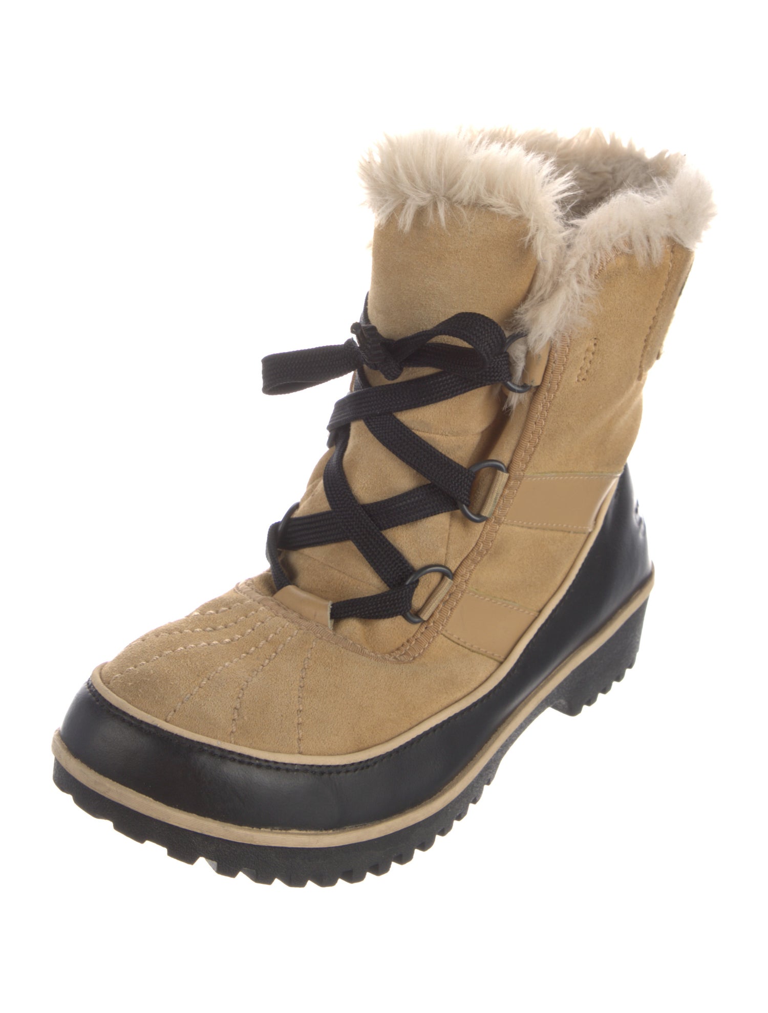 Sorel Suede Faux Fur Trim Lace-Up Boots