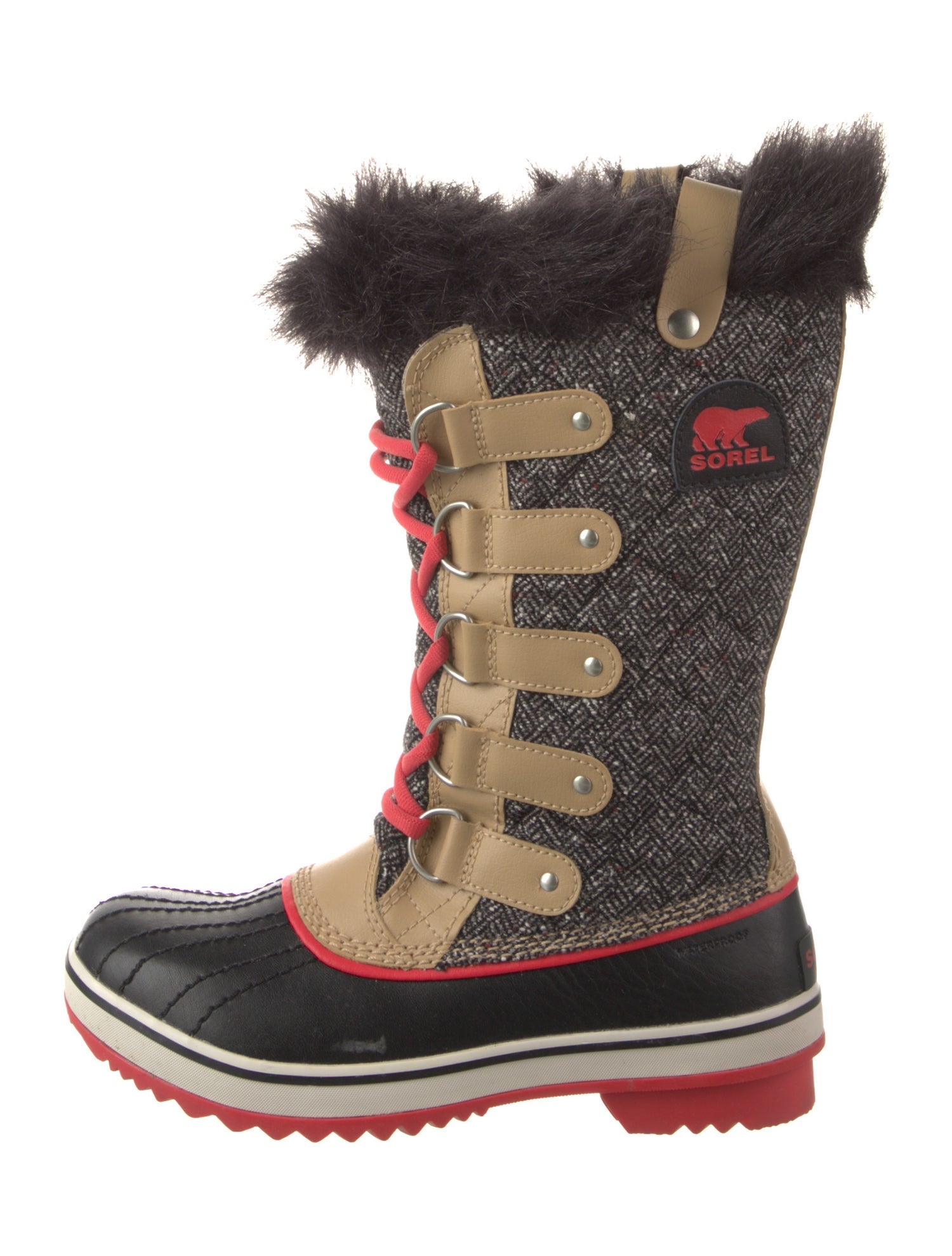 Sorel Leather Colorblock Pattern Lace-Up Boots
