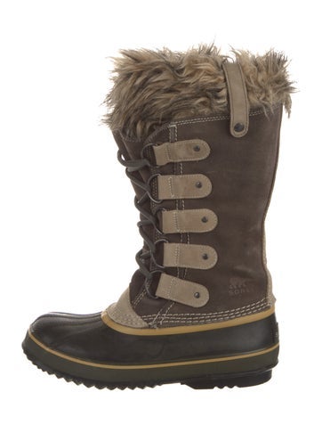 Pre-owned Sorel Suede Faux Fur Trim Snow Boots In Brown