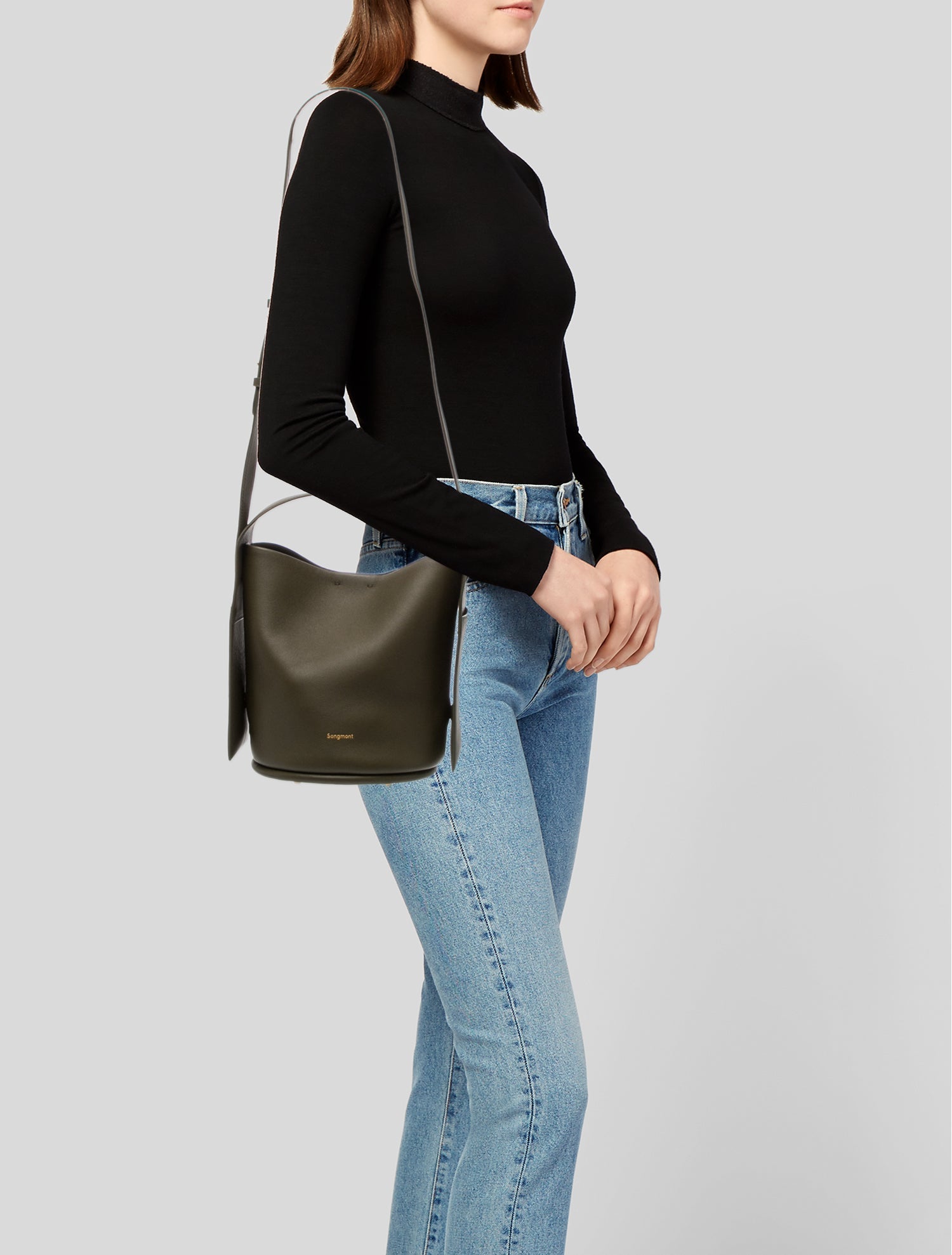 Songmont Leather Bucket Bag