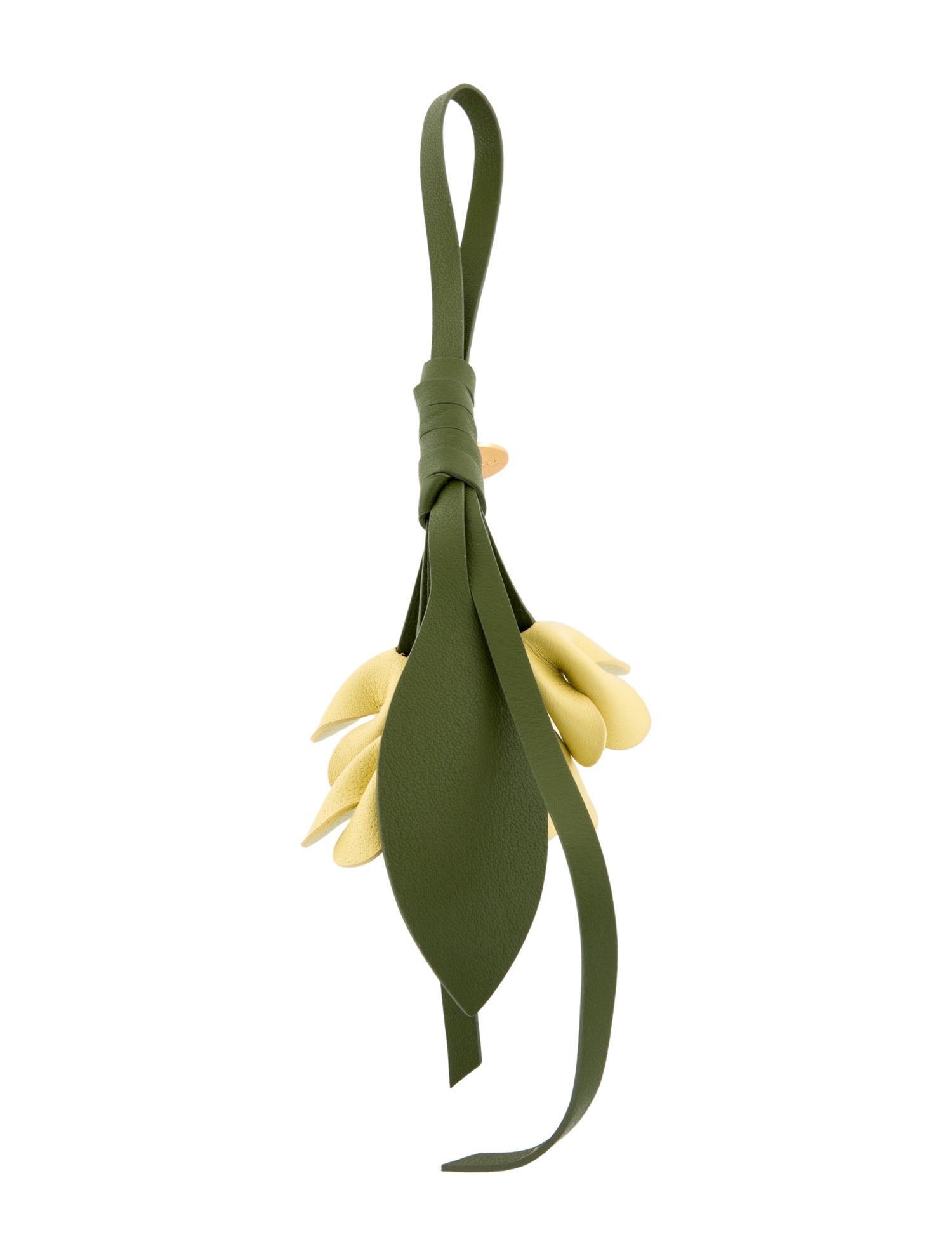 Songmont Green Leather Floral Charm Accessory w/Tags