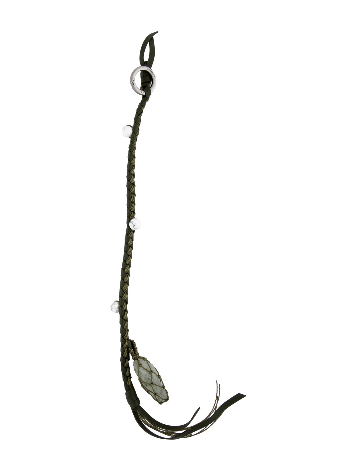 Songmont Green Leather Crystal Embellishment Charm Keychain