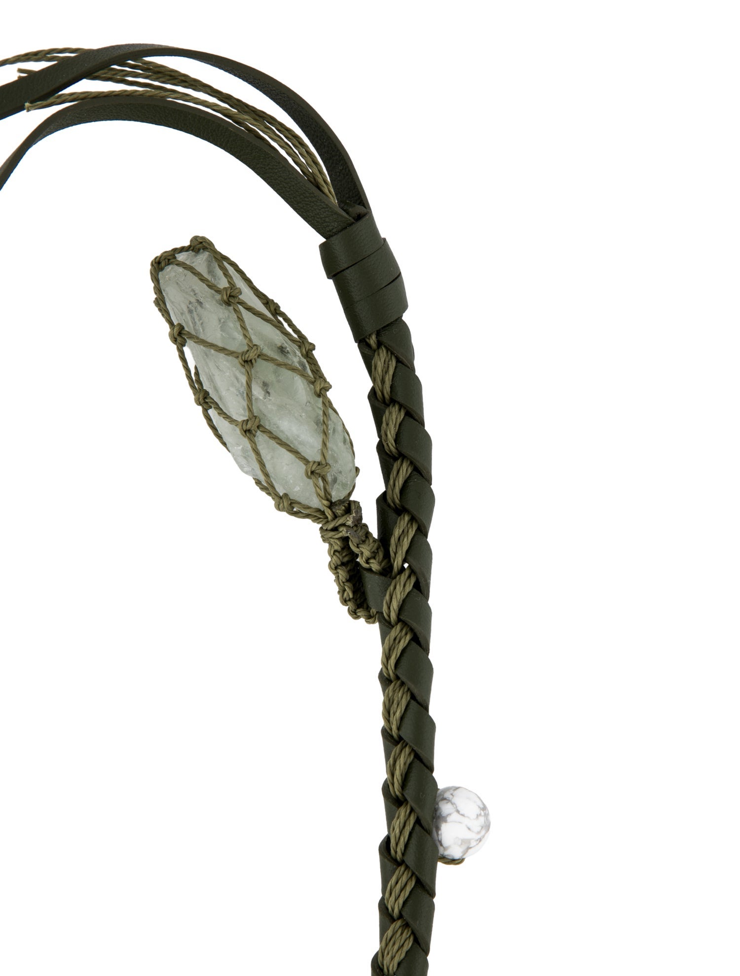 Songmont Green Leather Crystal Embellishment Charm Keychain