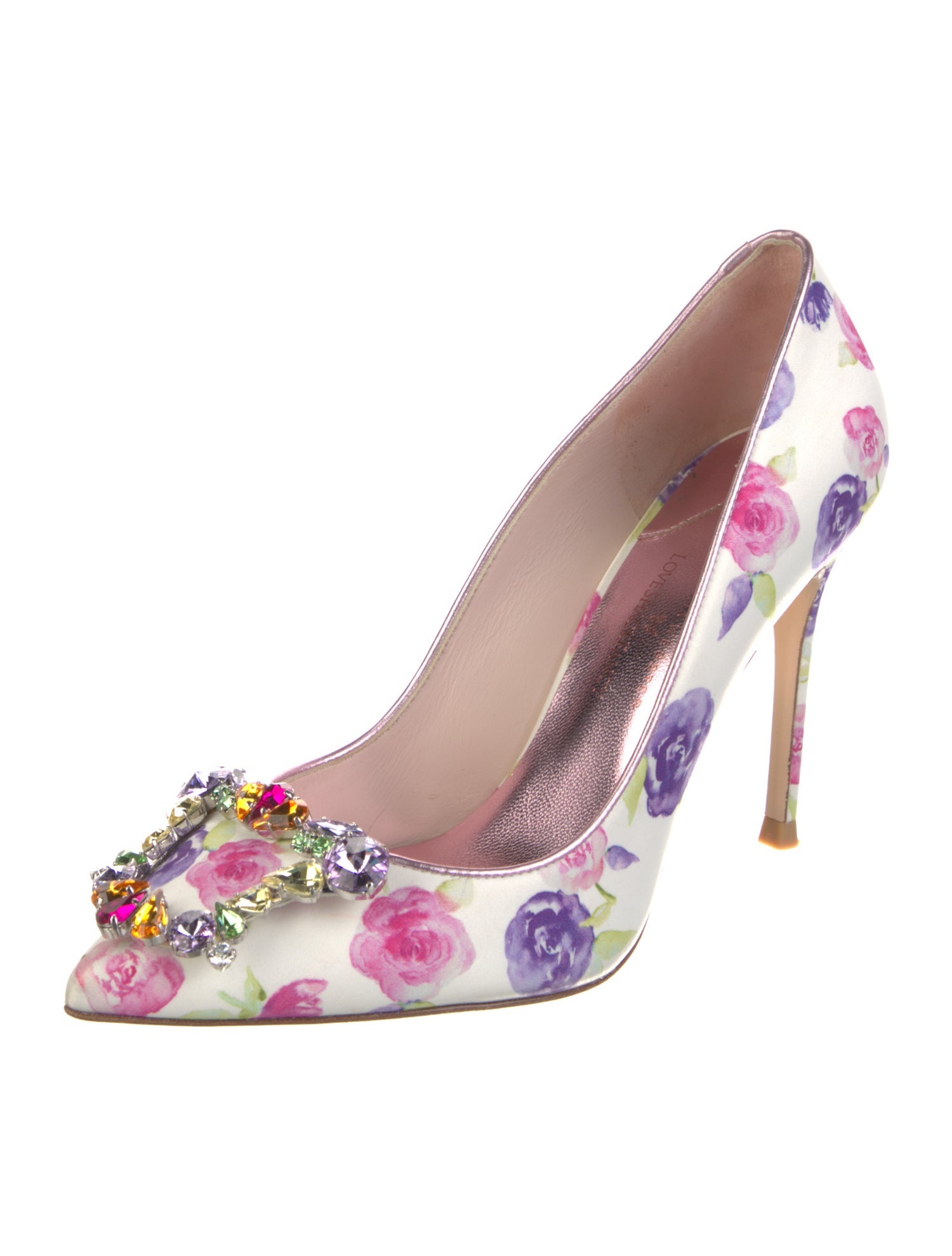 SOPHIA WEBSTER x LOVESHACKFANCY Satin Floral Print Pumps