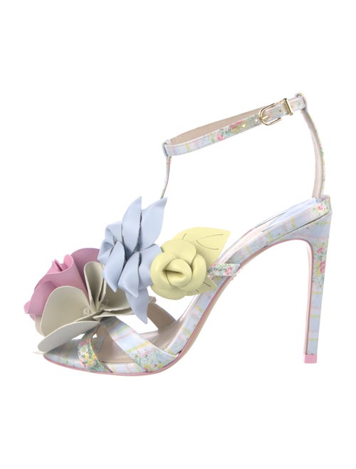 SOPHIA WEBSTER x LOVESHACKFANCY Satin Floral Print T-Strap Sandals