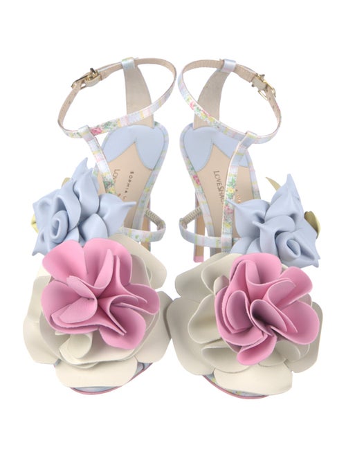 SOPHIA WEBSTER x LOVESHACKFANCY Satin Floral Print T-Strap Sandals