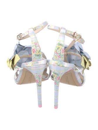 SOPHIA WEBSTER x LOVESHACKFANCY Satin Floral Print T-Strap Sandals