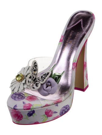 SOPHIA WEBSTER x LOVESHACKFANCY Floral Print Crystal Embellishments Slides