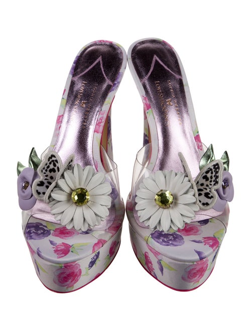 SOPHIA WEBSTER x LOVESHACKFANCY Floral Print Crystal Embellishments Slides