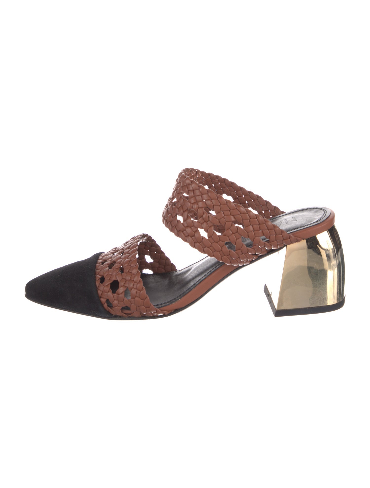 Souliers Martinez Suede Colorblock Pattern Slides