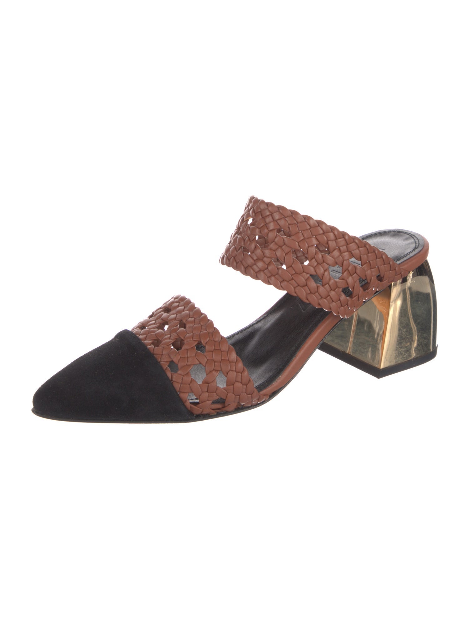 Souliers Martinez Suede Colorblock Pattern Slides