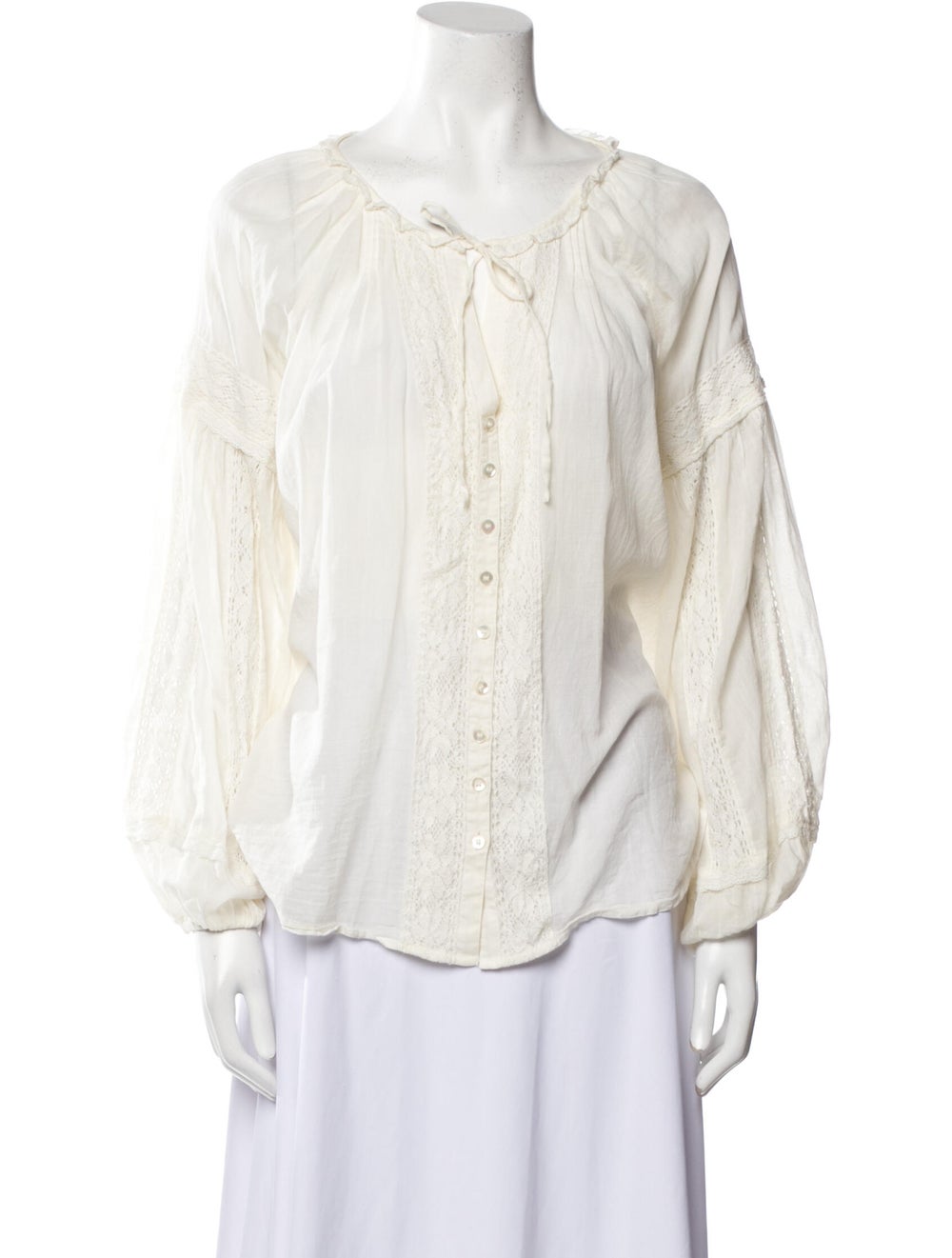 Spell & The Gypsy Collective VNeck Long Sleeve Blouse Neutrals Tops