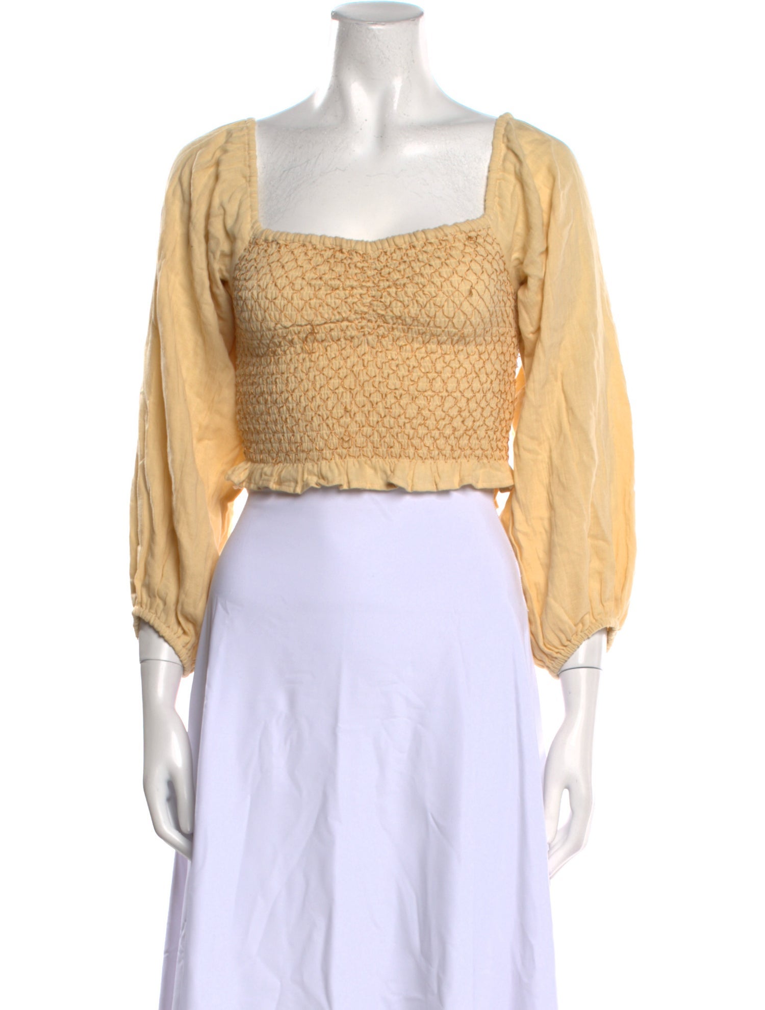 Spell & The Gypsy Collective Square Neckline Three-Quarter Sleeve Crop Top