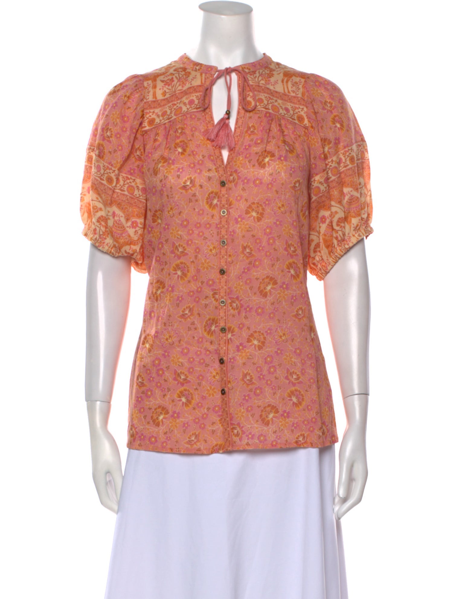 Spell & The Gypsy Collective Printed Tie Neck Button-Up Top