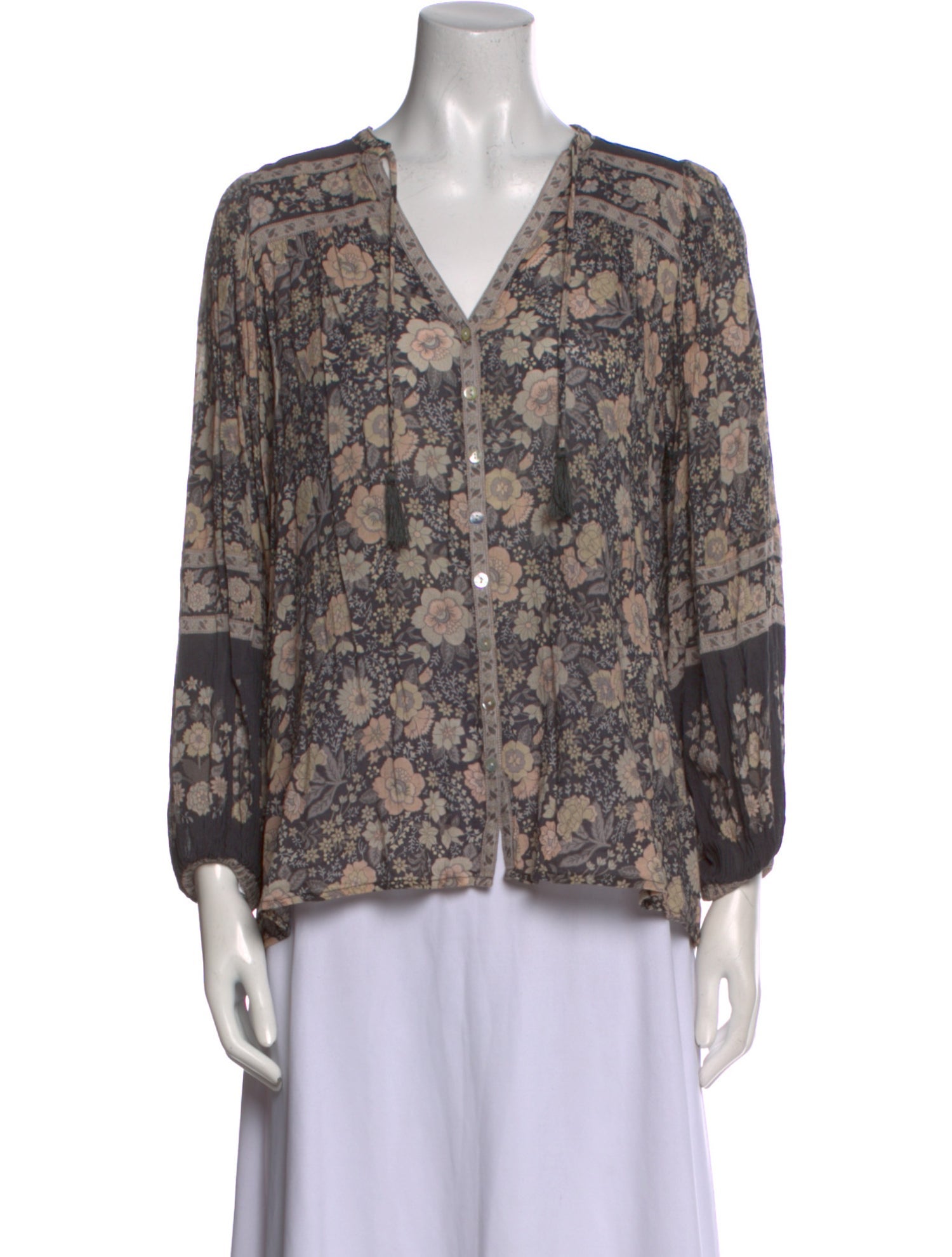 Spell & The Gypsy Collective Floral Print V-Neck Button-Up Top