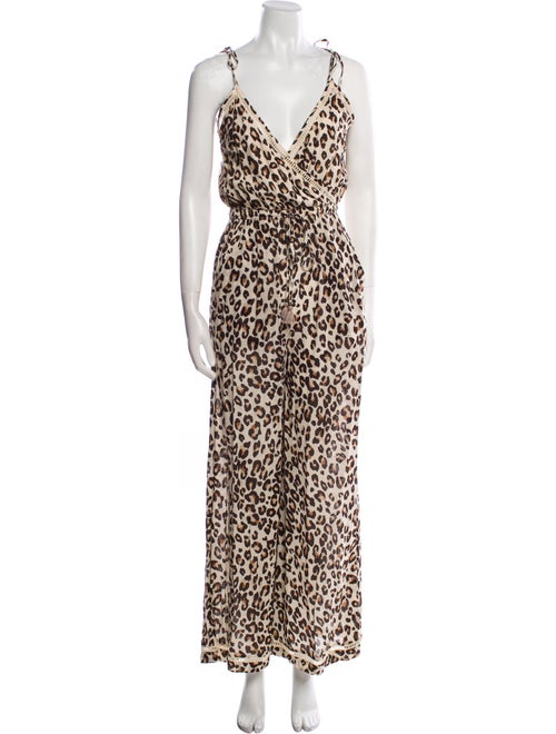 Spell & The Gypsy Collective Animal Print Plunge Neckline Jumpsuit