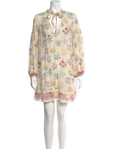 Pre-owned Spell & The Gypsy Collective Floral Print Mini Dress In Neutral