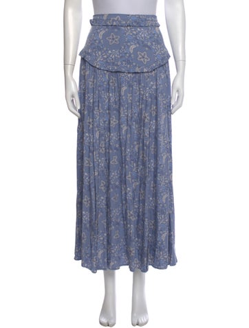 Pre-owned Spell & The Gypsy Collective Printed Midi Length Skirt In Blue