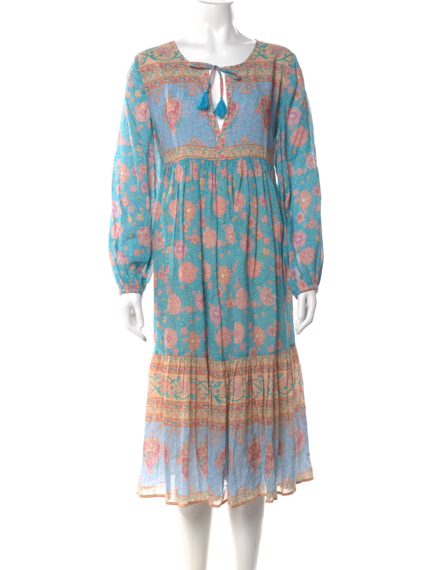 knee length dresses for ladies Baltic Born Womens Spell Boho Midi Dress | Sage + Pink Floral main image 1