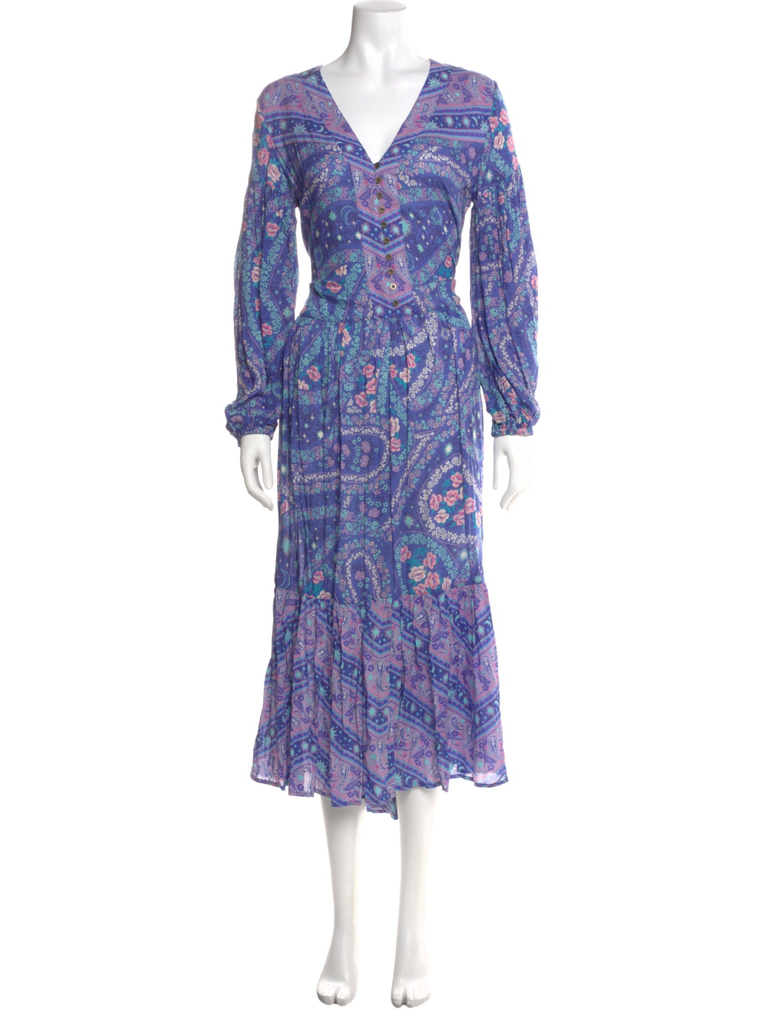 spell and the gypsy purple dress Paisley Print Long Dress