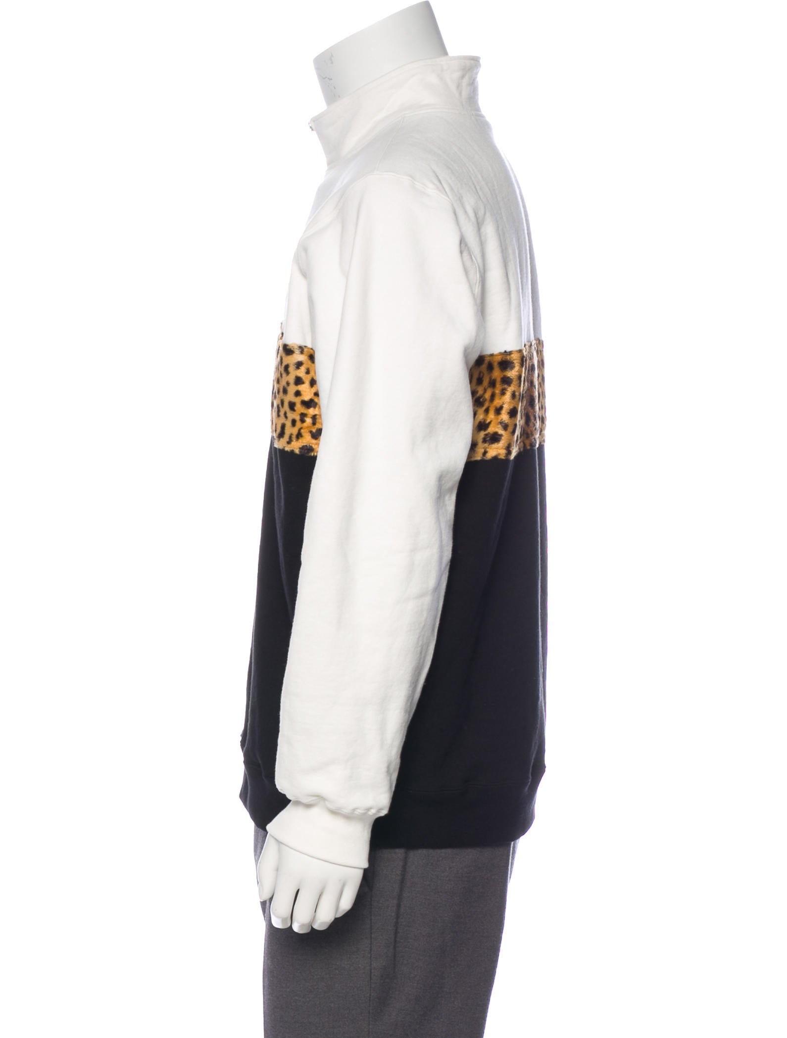 leopard panel half zip sweatshirt