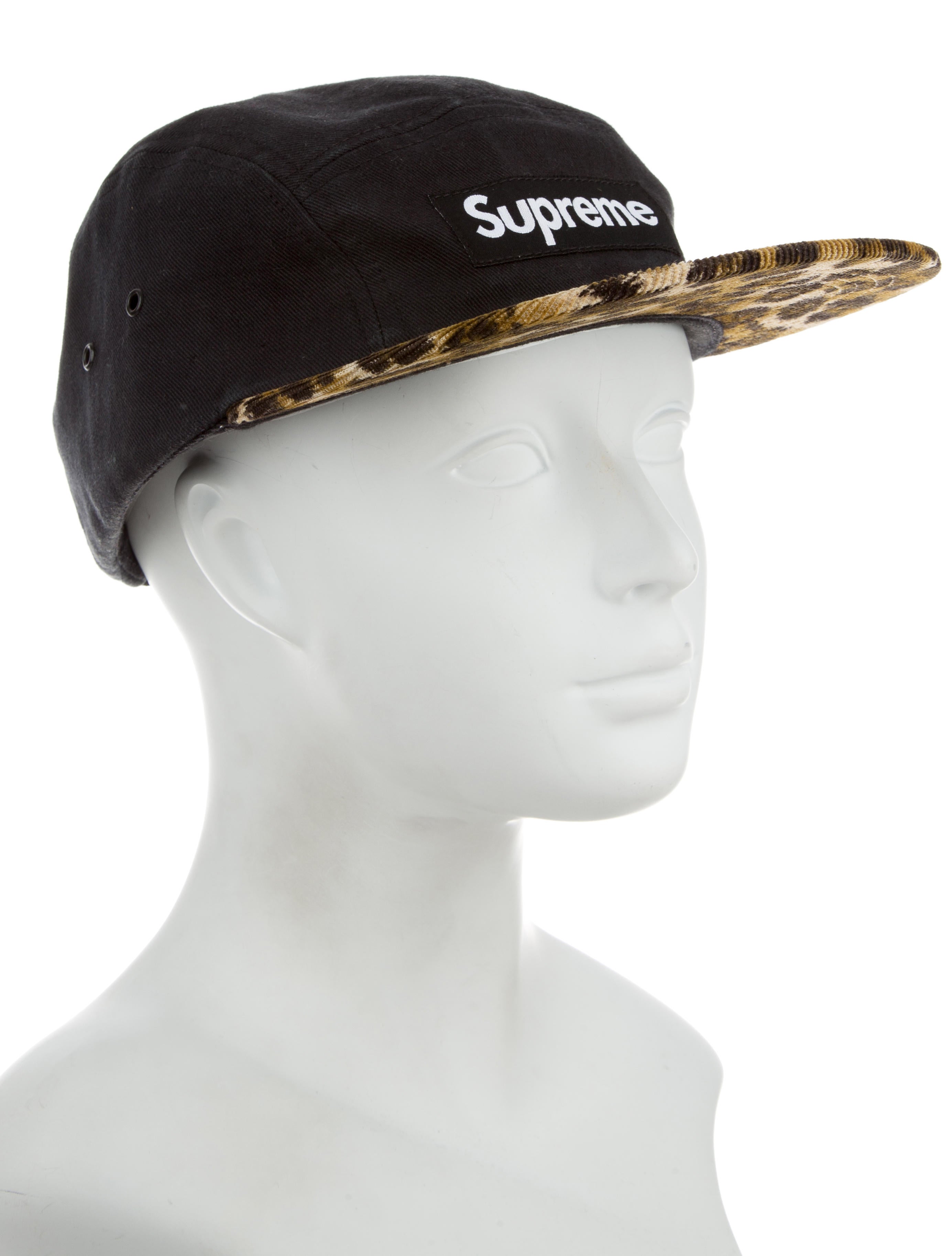 Supreme Leopard Print Camp Cap - Black Hats, Accessories