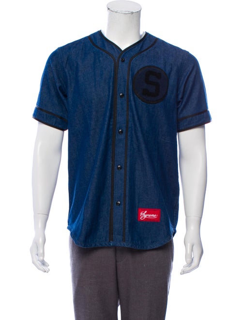 Supreme Denim Baseball Jersey blue