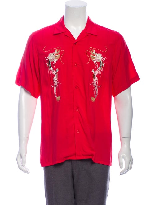 Supreme 2018 Dragon Rayon Shirt Shirt Pink