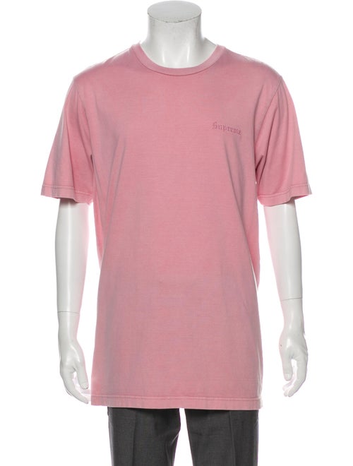 Supreme Logo Embroidered Crew Neck T-Shirt Pink