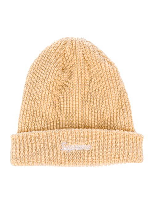 Supreme Logo Knit Beanie Yellow