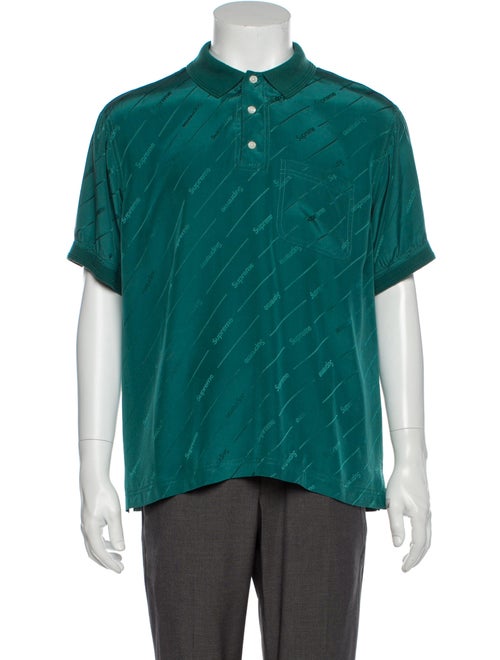 Supreme 2018 Jacquard Silk Polo Polo Shirt Green