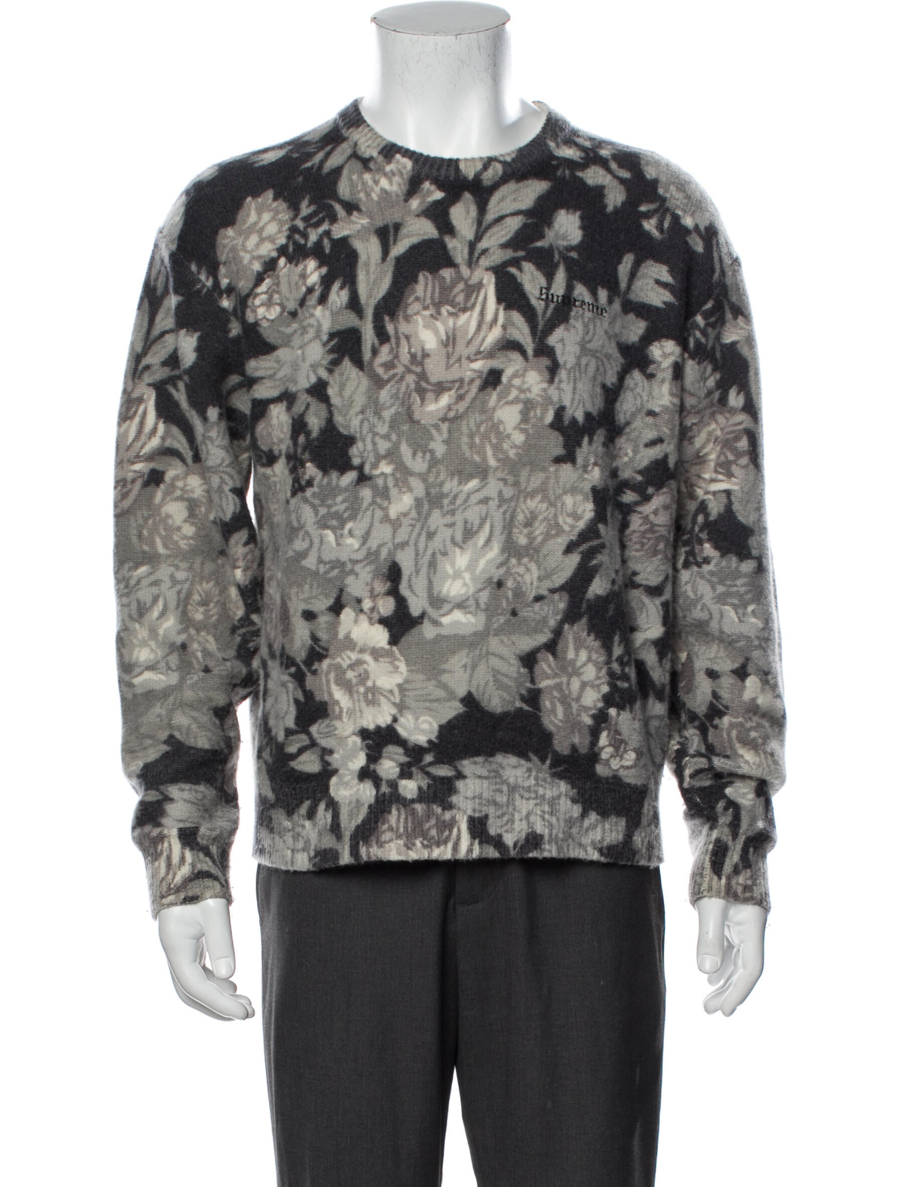 supreme printed floral angora sweater