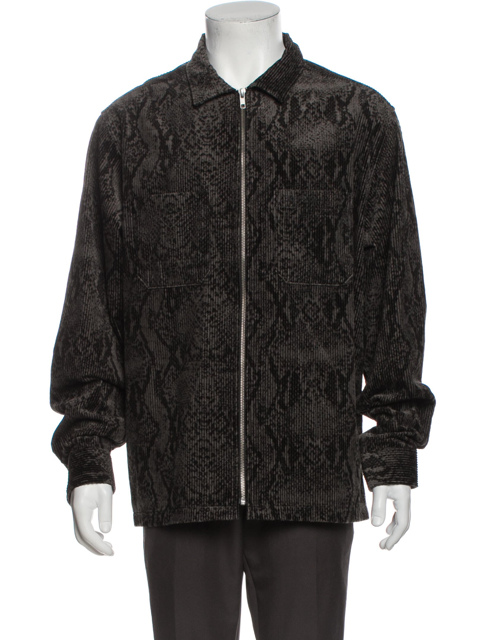 Supreme 2020 Snakeskin Corduroy Zip Up Black Jacket - Grey 