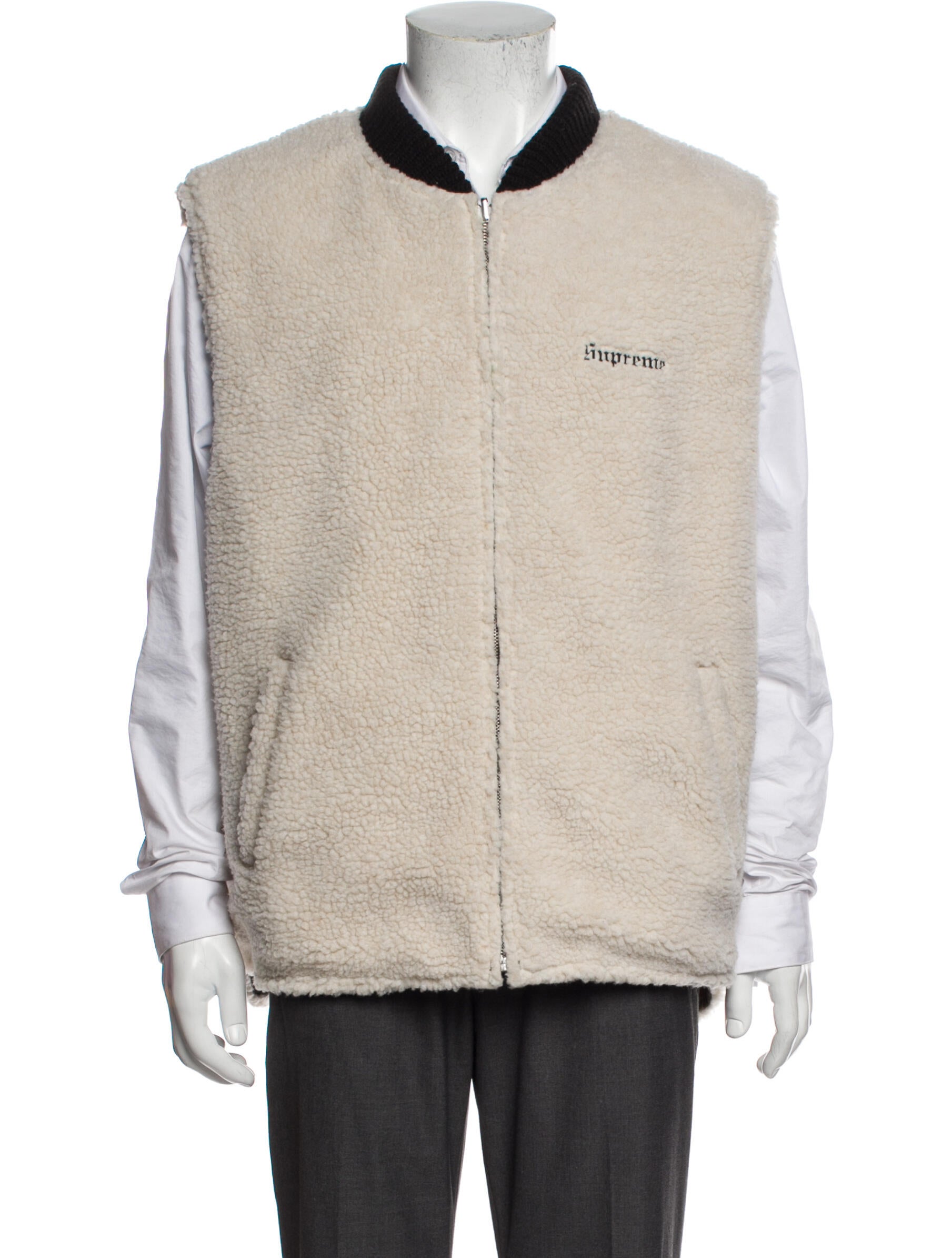 Supreme 2016 Sherpa Fleece Reversible Work Vest - Green Outerwear