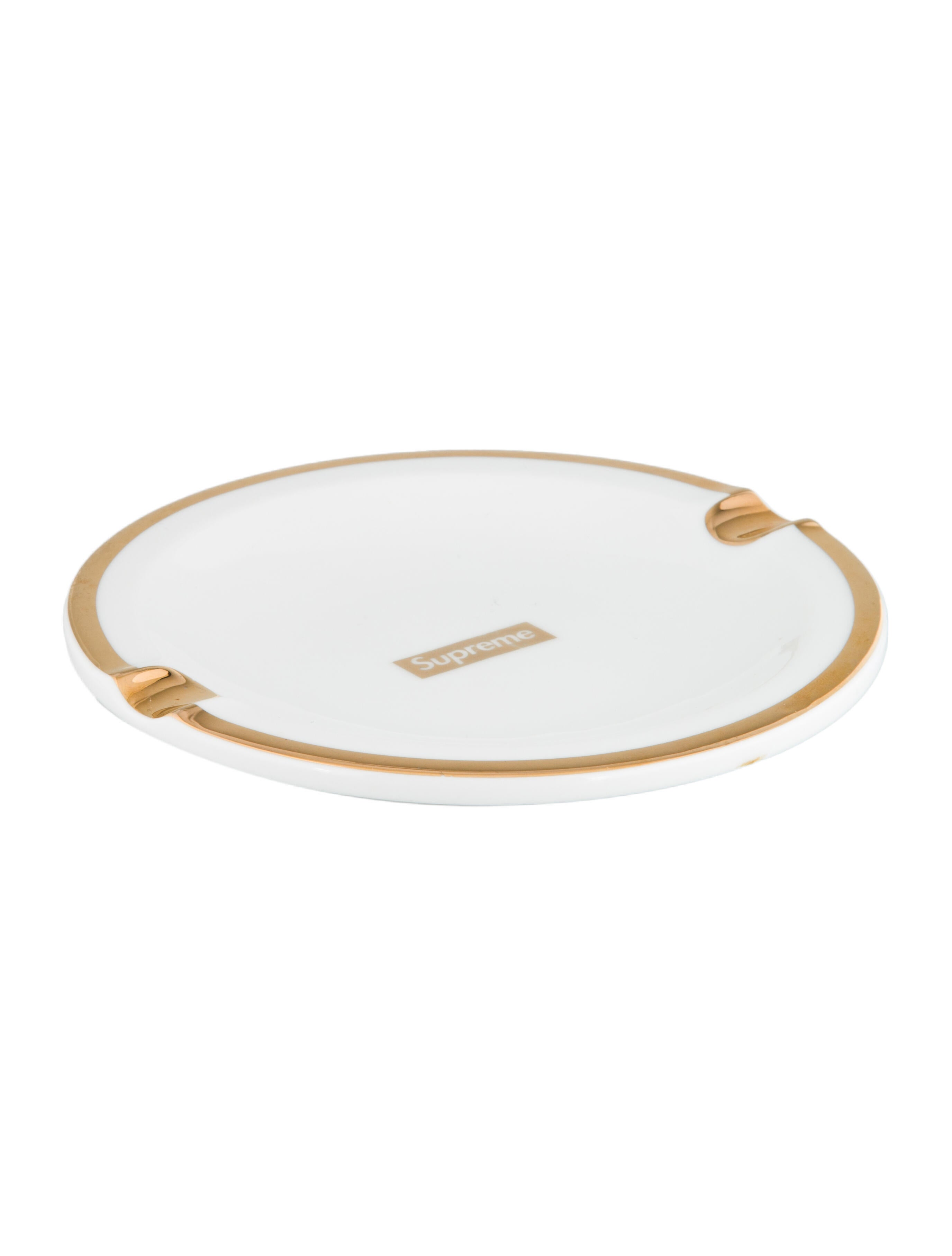 supreme gold trim ceramic ashtray