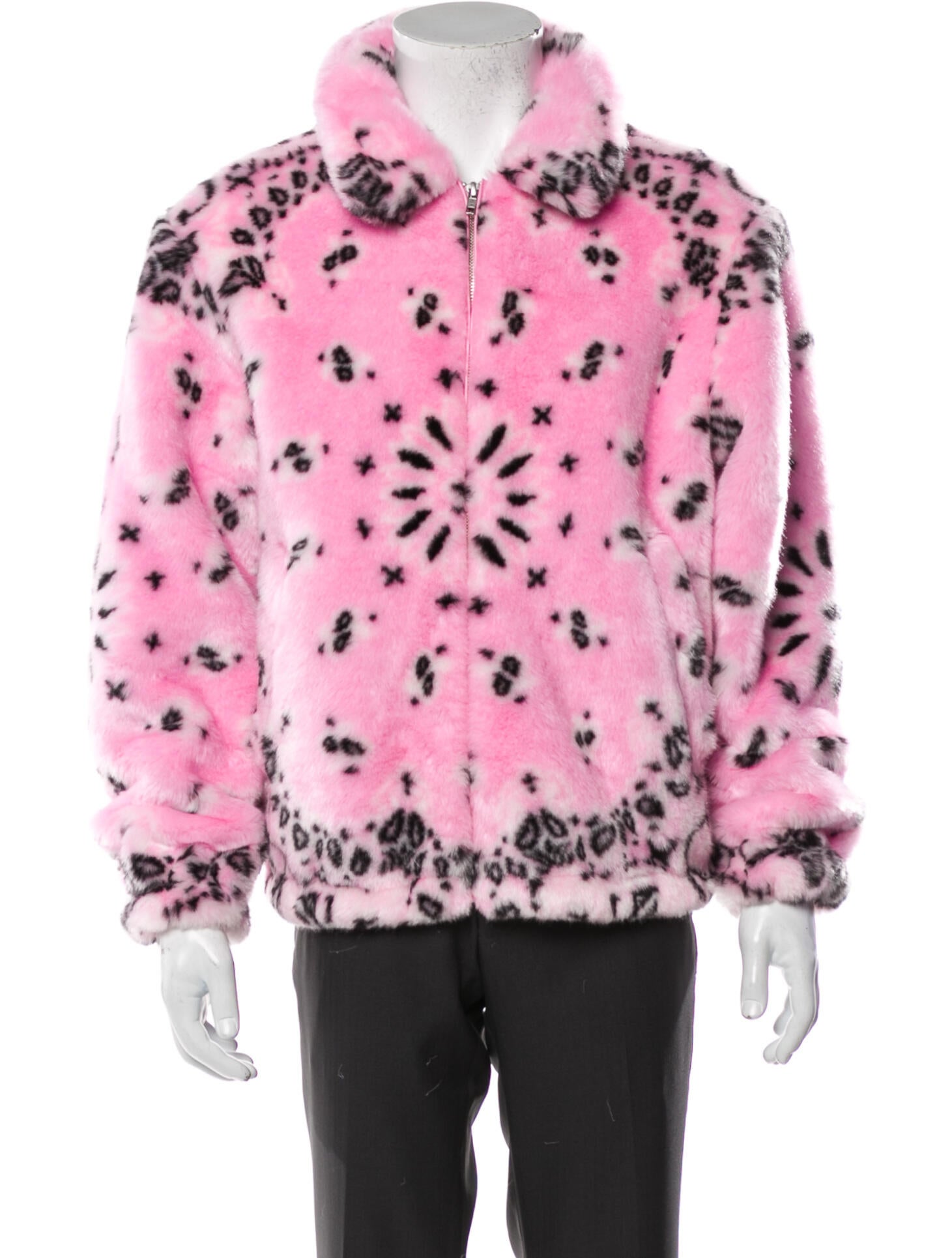 supreme／bandana faux fur jacket／Sピンク Supreme Bandana Faux Fur Bomber Jacket Pink Size XL Used