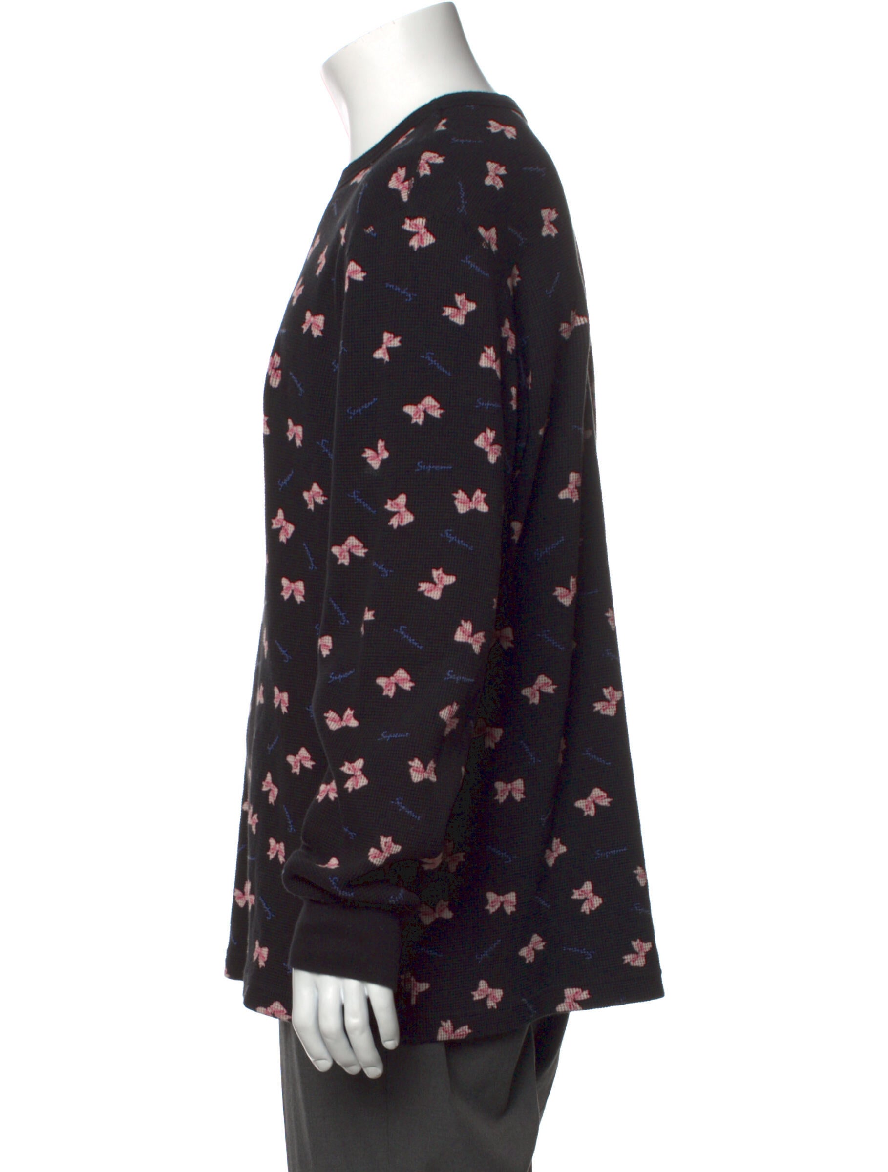 Supreme 2019 Bow Waffle Thermal Pullover - Black Sweaters