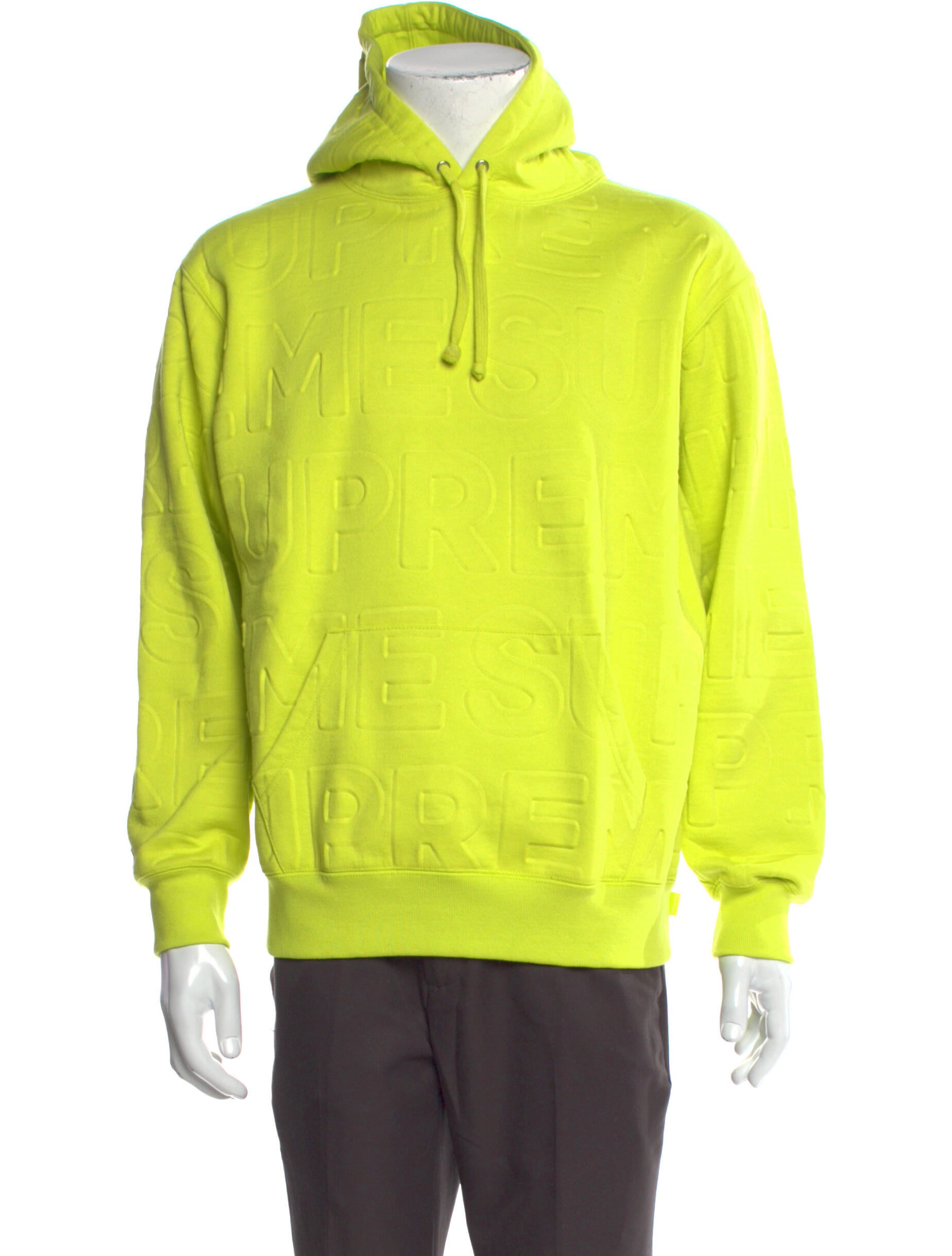 Supreme 2021 Embossed Logos Hoodie Yellow Sweatshirts & Hoodies