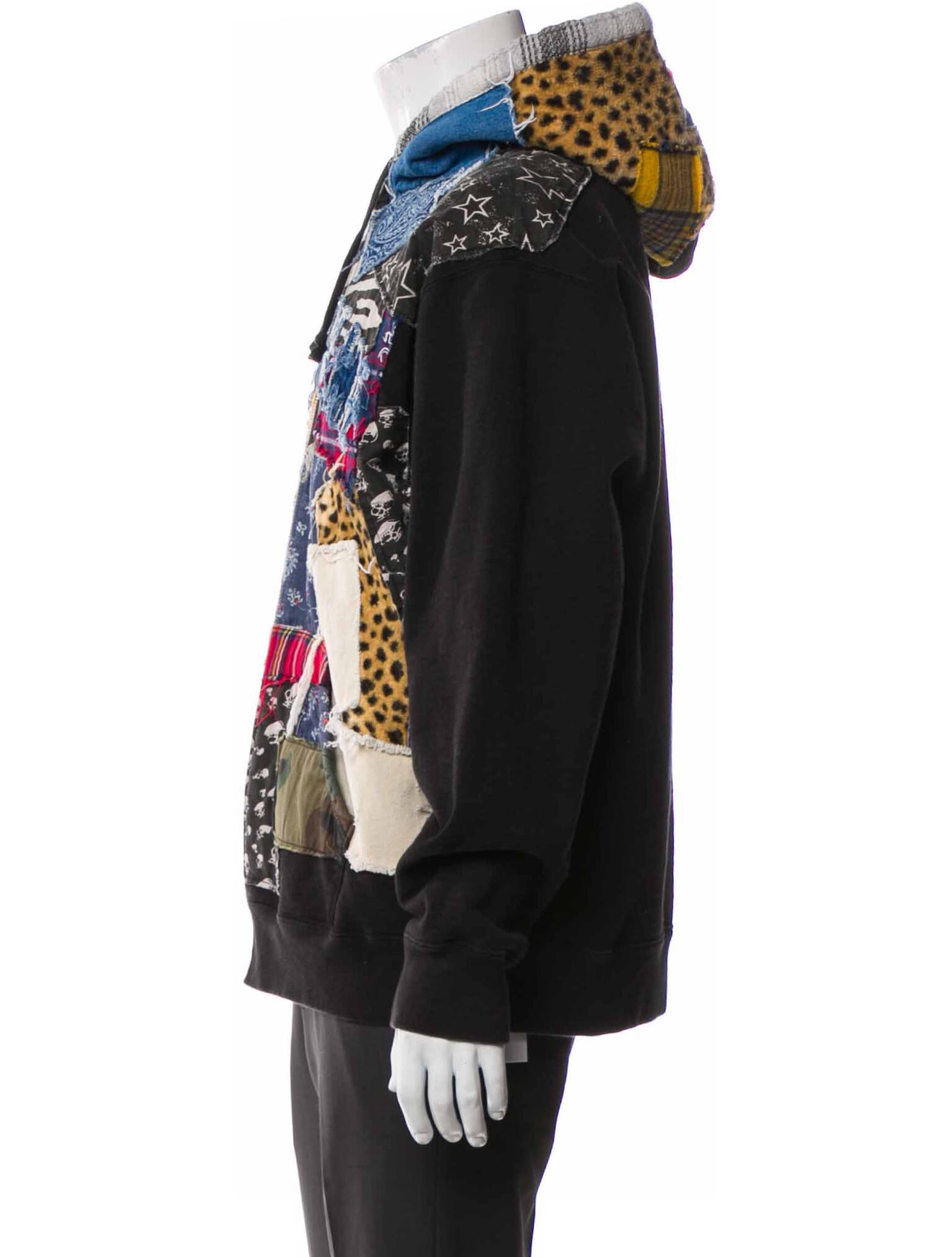 Supreme 2022 Patchwork Zip Up Hoodie - Black Sweatshirts & Hoodies