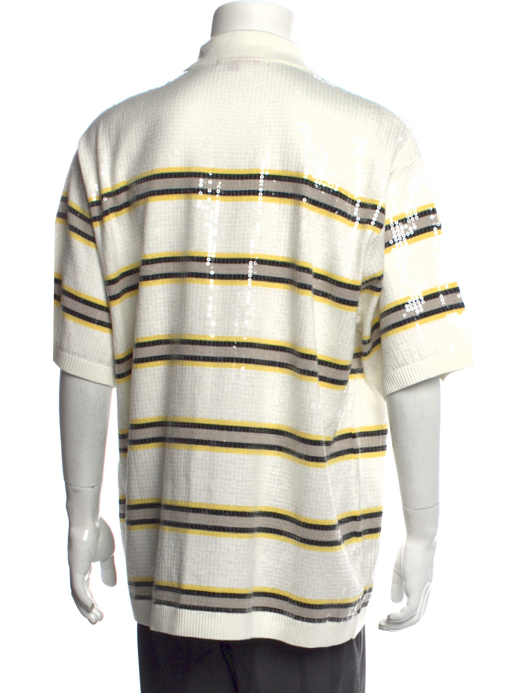 Supreme 2023 Sequin Stripe Zip Polo Shirt - White Polos, Clothing