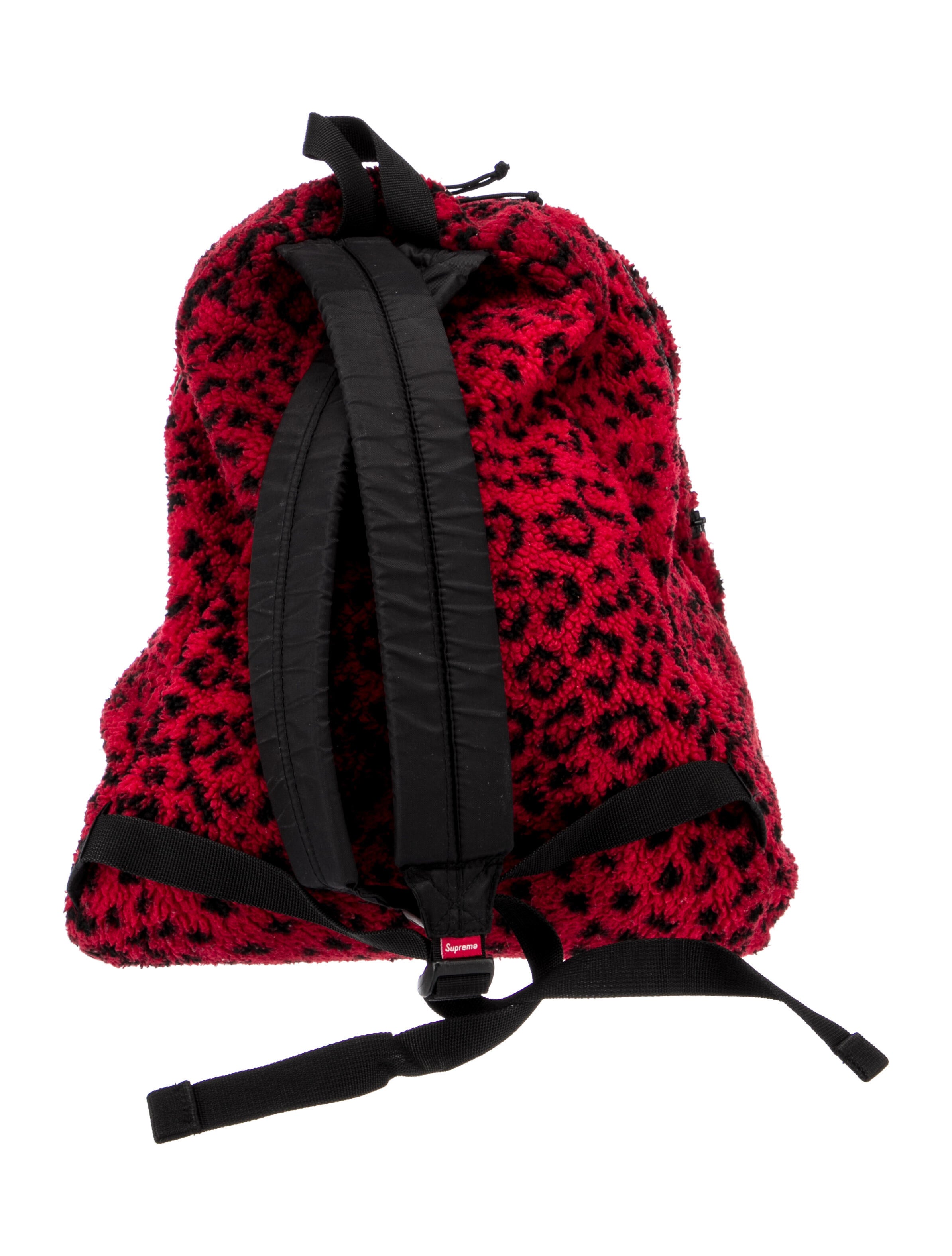 Supreme Leopard Fleece Backpack - Red Backpacks, Bags - WSPME65222