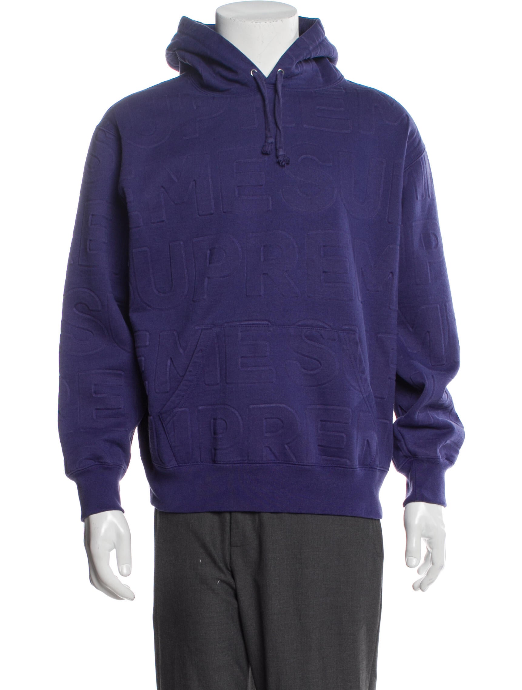 Supreme 2021 Embossed Logos Hoodie Blue Sweatshirts & Hoodies