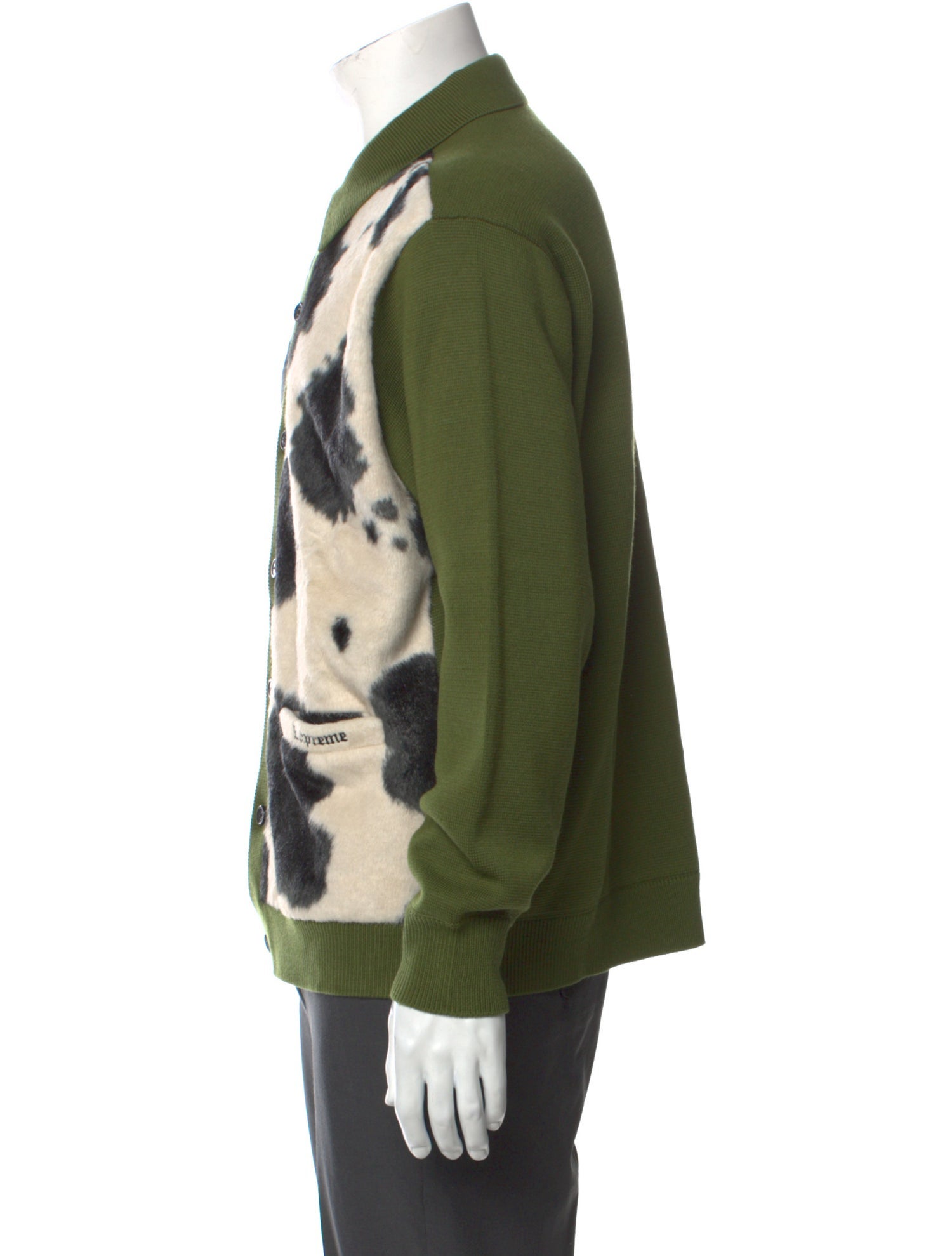 Supreme 2021 Cow Print Cardigan - Green Sweaters, Clothing