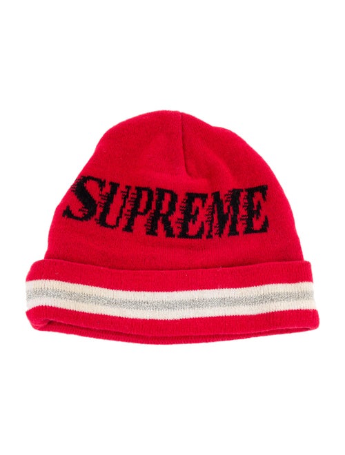 Supreme Red Pattern Logo Beanie