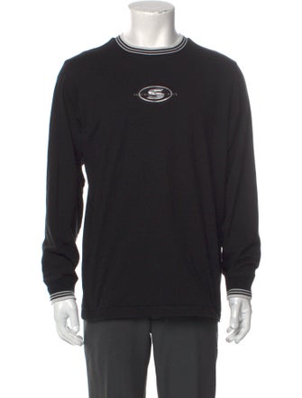 Supreme 2018 Striped Rib Logo L/S Sweatshirt Black Sweatshirts