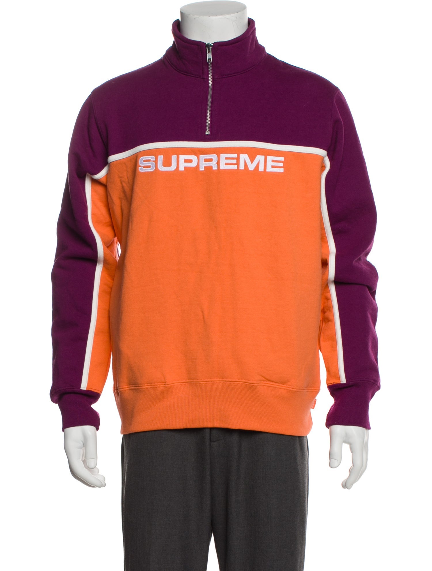 Supreme 2017 2-Tone Half Zip Sweatshirt - Orange Sweatshirts 