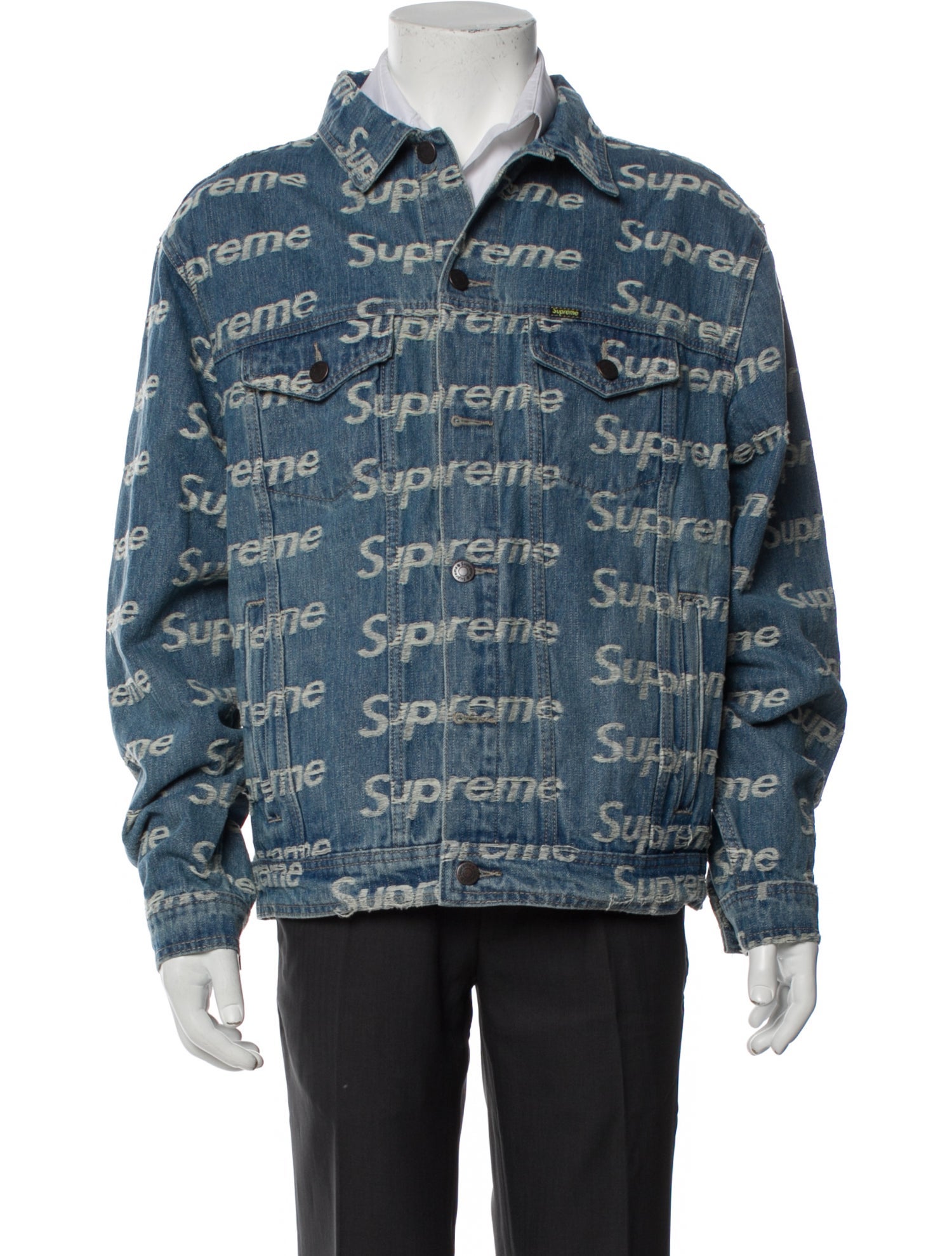 Supreme Frayed Logos Denim TruckerJacket Supreme 2021 Frayed Logo  