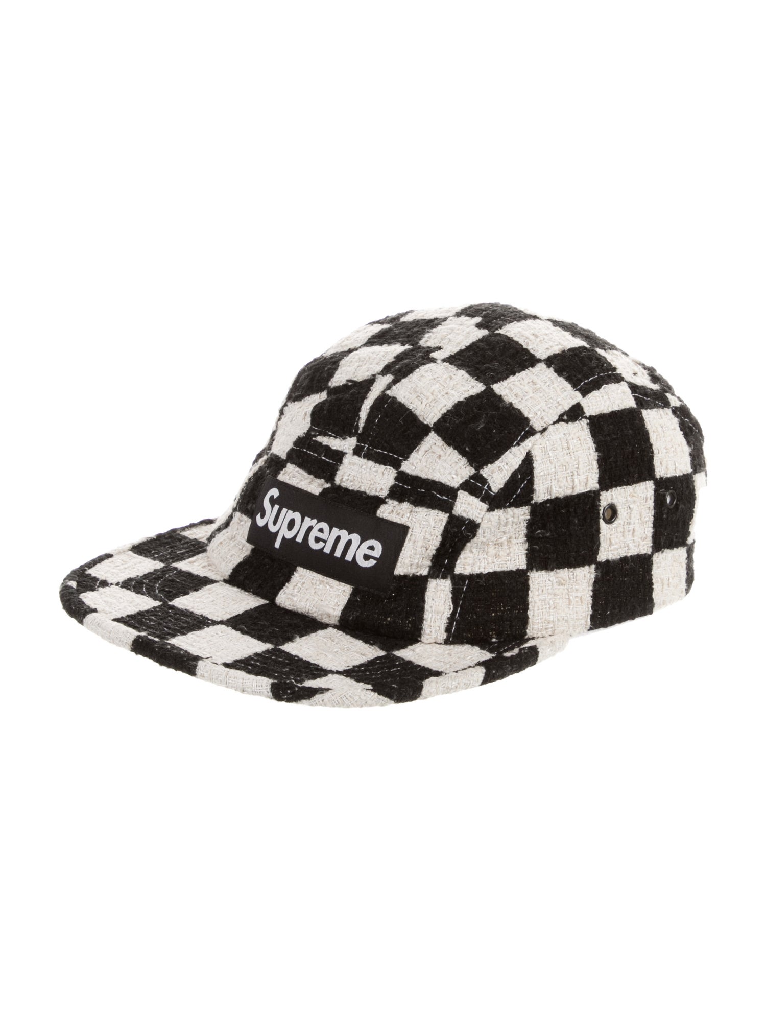 Supreme Checkerboard Boucle Camp Cap - Black Hats