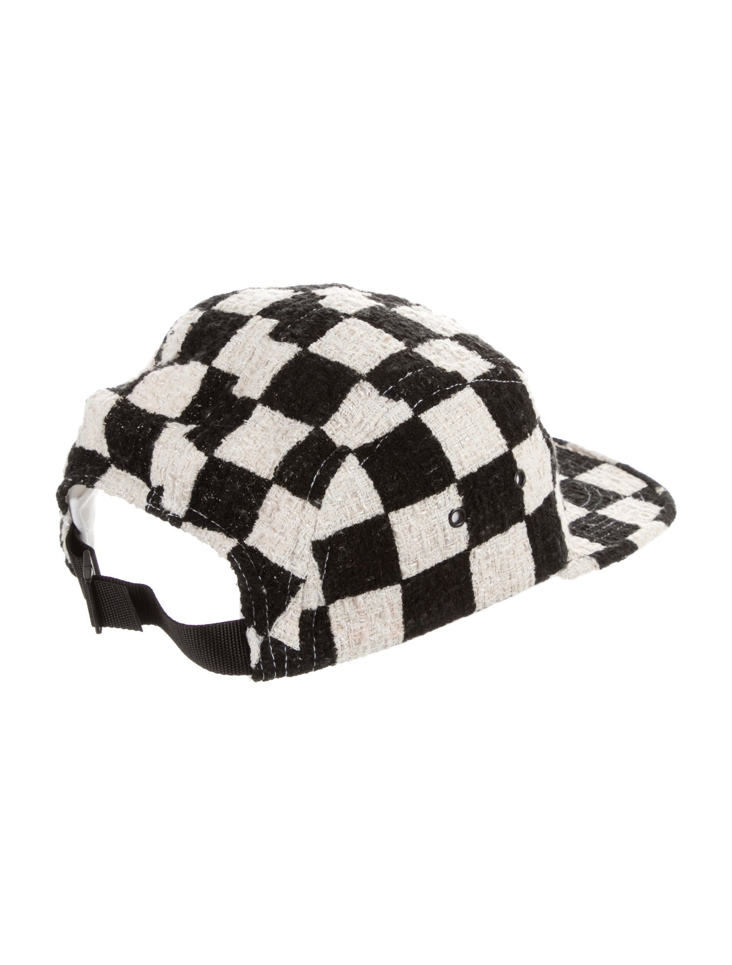Supreme Checkerboard Boucle Camp Cap - Black Hats